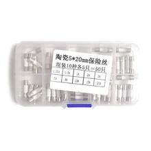10 valor * 5 pces = 50 pces rápido golpe fusível cerâmica kit 5x20mm 0.25a/0.5a/1a/2a/3a/5a/8a/10a/15a/20a 250 v + caixa