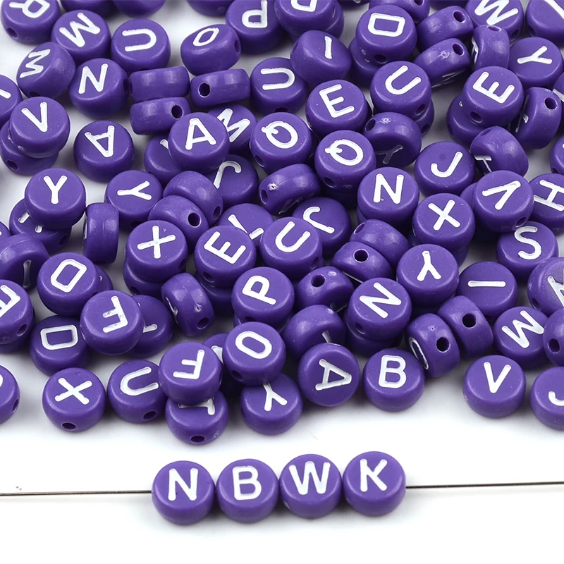 Purple Spacer Beads for Alphabet Jewelry, Letter Beads, Purple Heart C