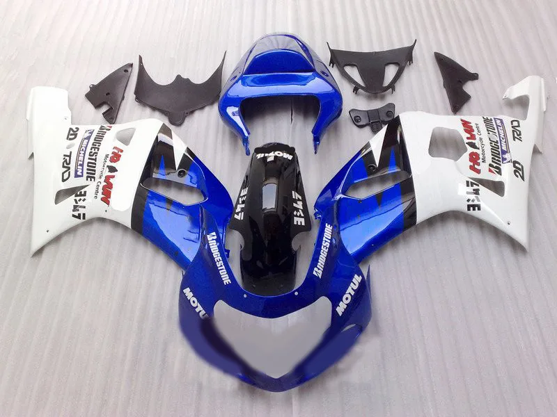 Топовый обтекатель комплект для GSXR600 750 01 02 03 GSXR 600 GSXR750 2001 2002 2003 ABS белый синий набор