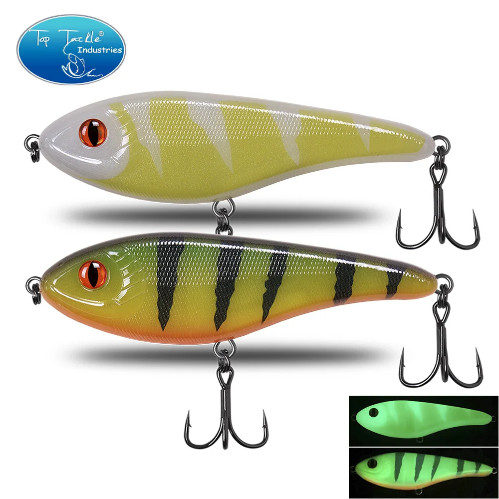 CF  Luminous Fishing Lure Slow Sinking Jerkbait 68mm/78mm/90mm/105mm Musky Pike Slider Bass 3