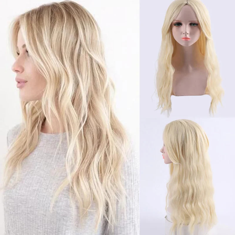 

MSTN 24 Inch Fake Development Shows Synthetic Long Curly Middle Part Line Blonde Female Headwear