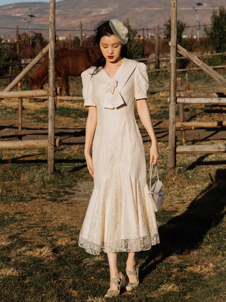 

2021 new fashion women's clothing V-Neck Vintage dresses for women