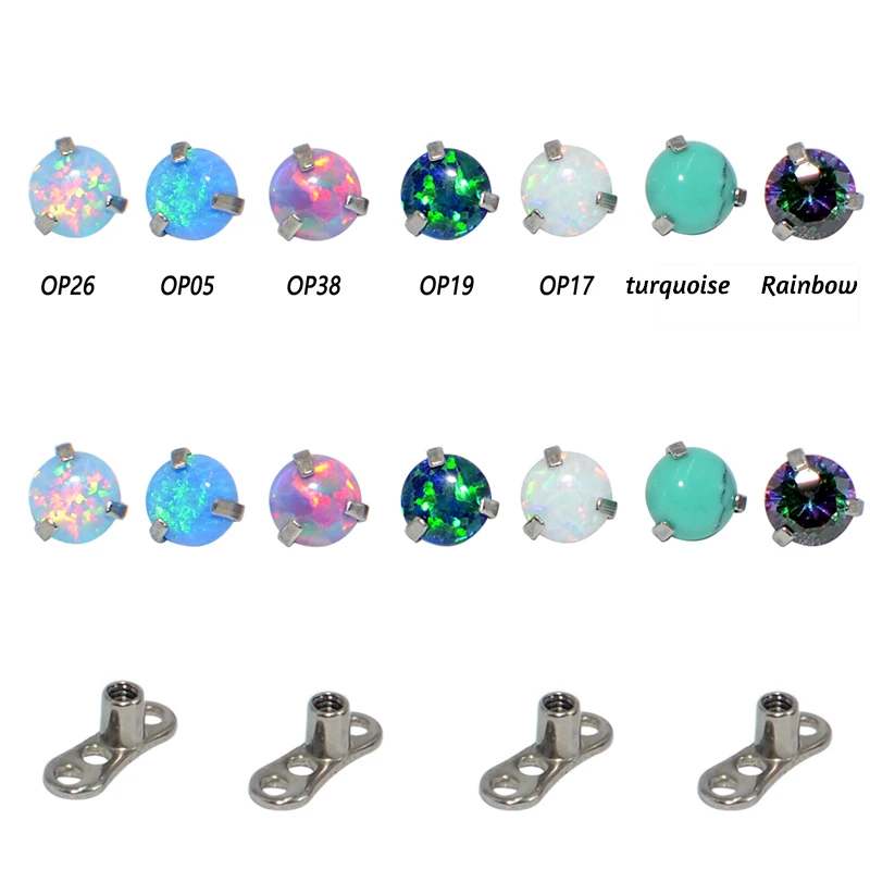 Volwassenheid waarschijnlijkheid dienen 1Pc 1.6X4Mm Rvs Opal Dermal Anchor Top Micro Dermal Piercing Micro Dermal  Sieraden Oppervlak Piercing sex Body Sieraden|Lichaamssieraden| - AliExpress