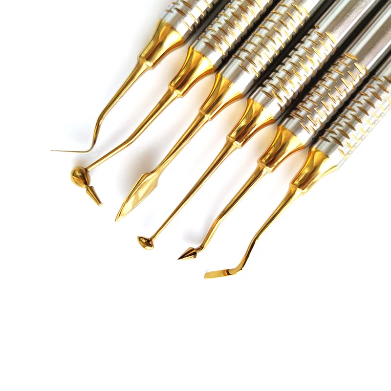 6pcs Dental Composite Resin Filling Spatula Titanium plated Head Filler Set thick handle Restoration set Instrument | Красота и