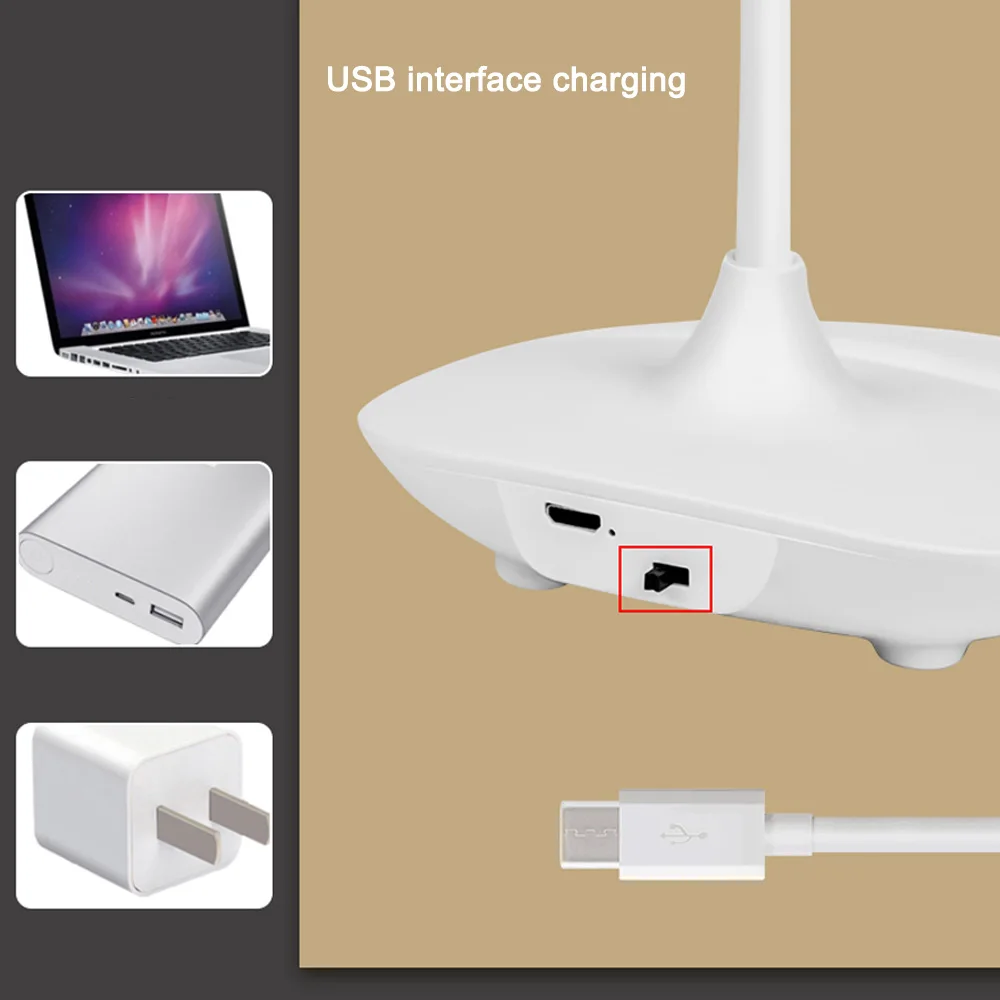 JuneJour настольные лампы высокого качества, регулируемая интенсивность, USB перезаряжаемая настольная лампа, светильник для чтения, настольные лампы с сенсорным выключателем