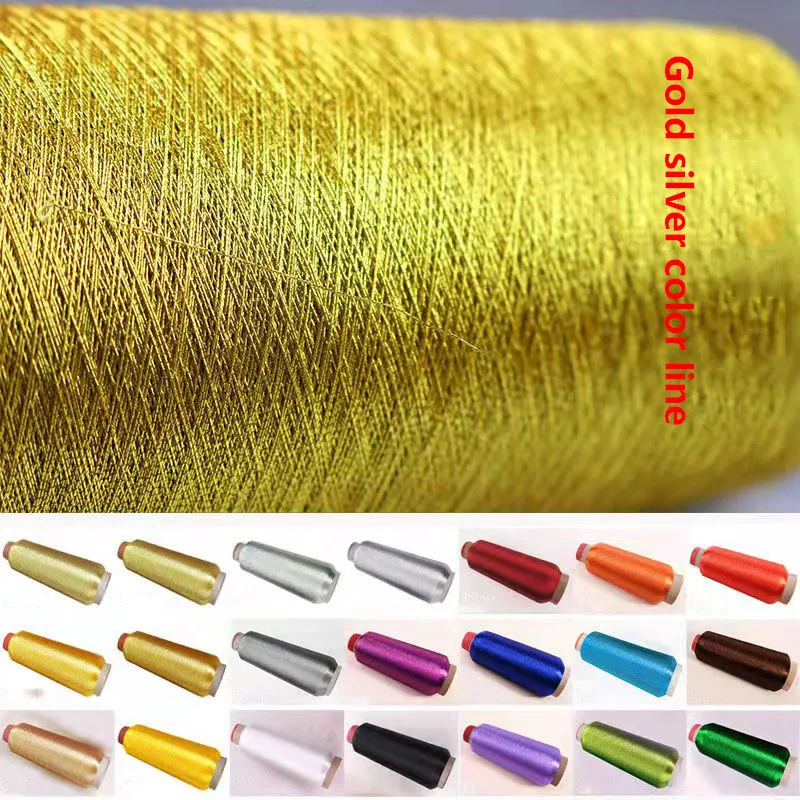 3200M 골드 실버 스레드 컴퓨터 자수 스레드 골드 와이어 DIY 수동 크로스 스티치 금속 WireGold 실버 원사 짠 라인