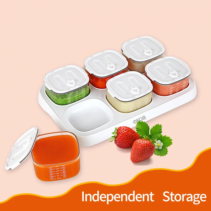 Pack of 6 Tritan Baby Solid Foods Storage Box Bin lunch Fresh Storage Container Kitchen Accessories Utensil BPA Free Organizer