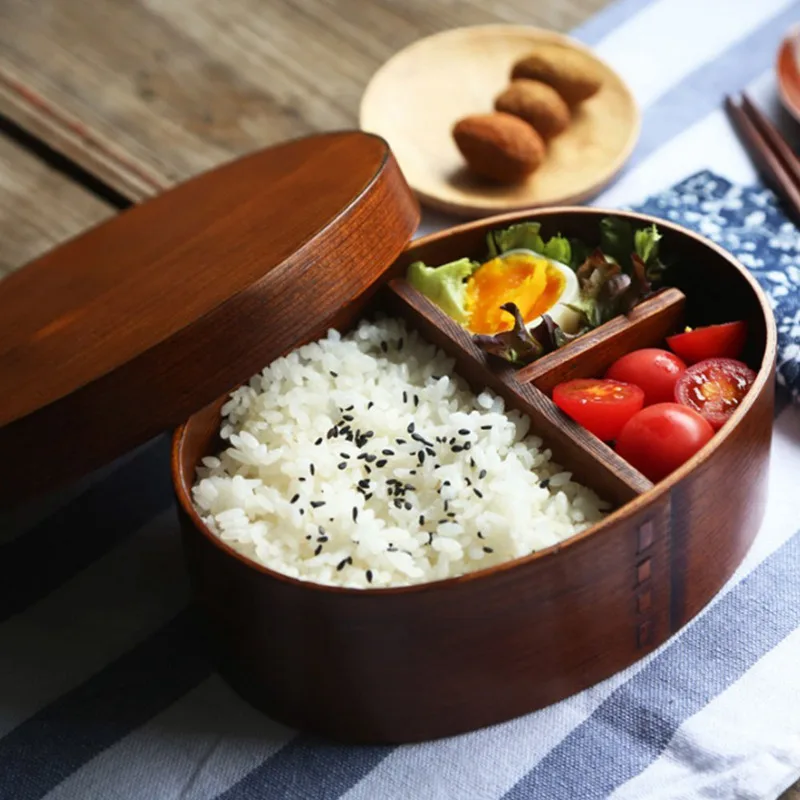 

Wooden Lunch Boxs Food Containers Japanese Style Bento Lunchbox for Children School Dinnerware Bowl Boxes Travel Organizer