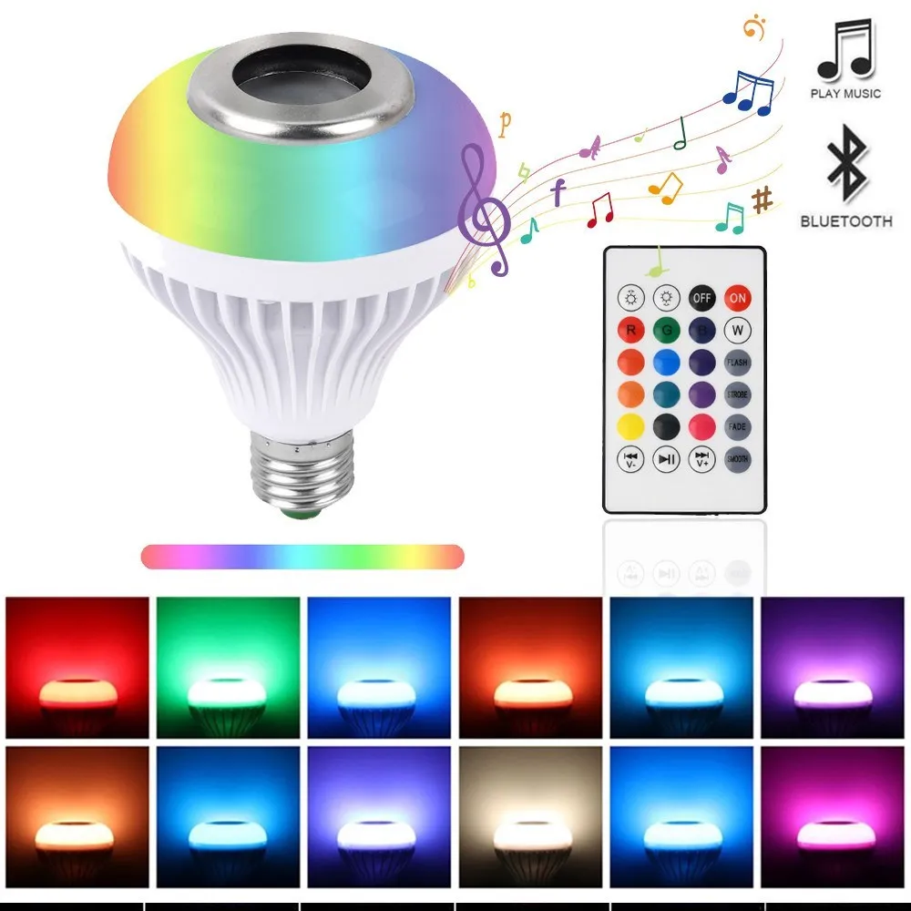 Blub Smart E27 RGB White Bluetooth Speaker LED Bulb Light Music Playing