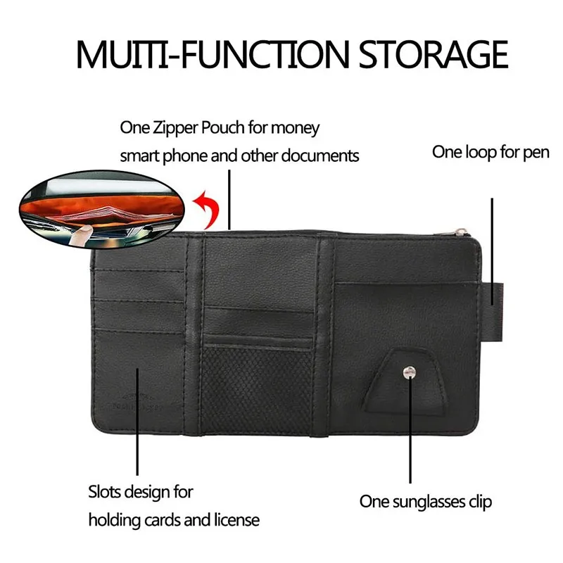 Car Styling Visor Organizer Auto Sun Visor Storage Pouch Car Organizer Sunglasses Holder Card Ticket Pocket Pen Holder car storage bag sun visor organizer