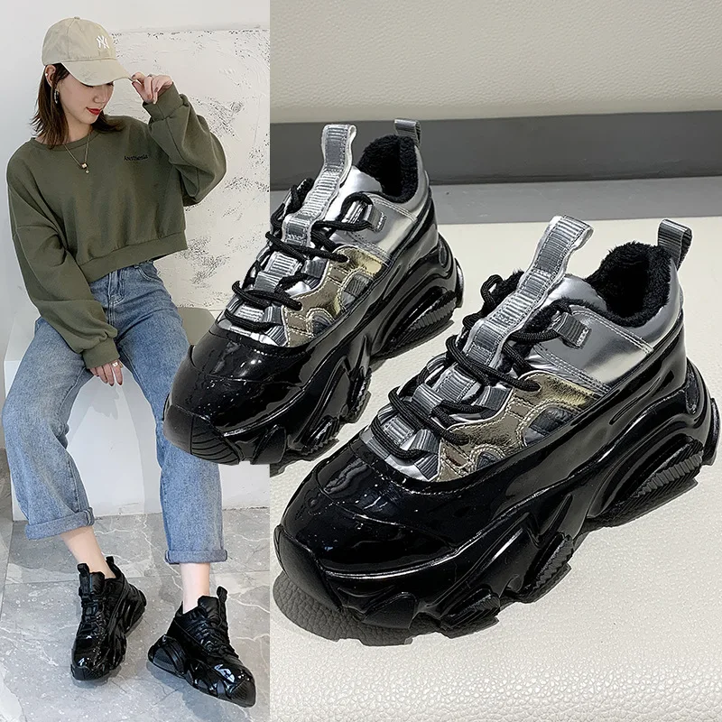 Fashion Women Shoes Dad Chunky Sneakers Women Luxury Comfortable Glossy