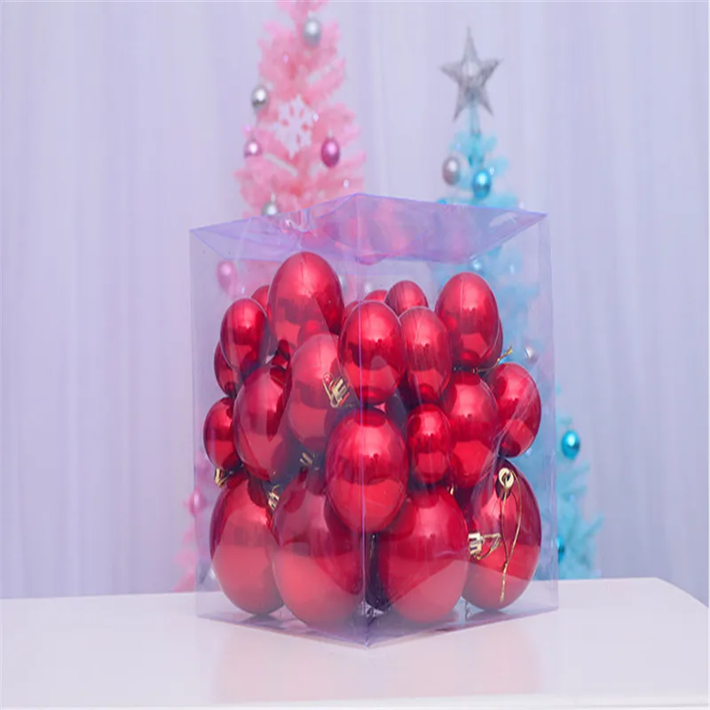 37 pcs/ Lot Ball Christmas Tree Pendant Window Decoration Hanging Ball Ornament Dress Up Pearl BallHome Christmas Decoration - Цвет: Красный