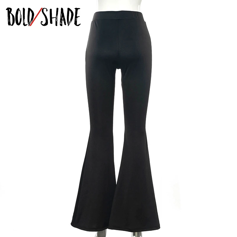 Bold Shade Grunge 90s Urban Style Boot Cut Pants High Waist Black Vintage Skinny Pants Fashion Indie Casual For Women Trousers vuori joggers