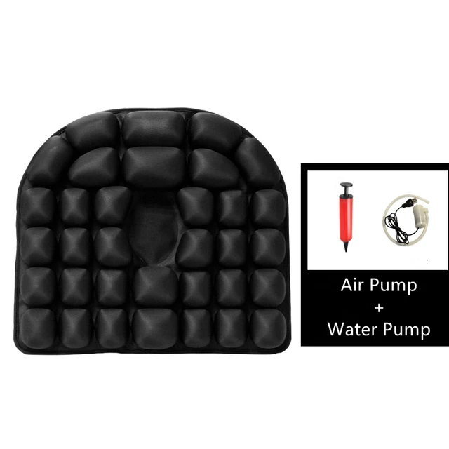 Massage Seat Cushion Air Decompression Pads Hemorrhoids Lumbar Mat Can Add Water For Chair Car Wheelchair With Cooling Fiber Black