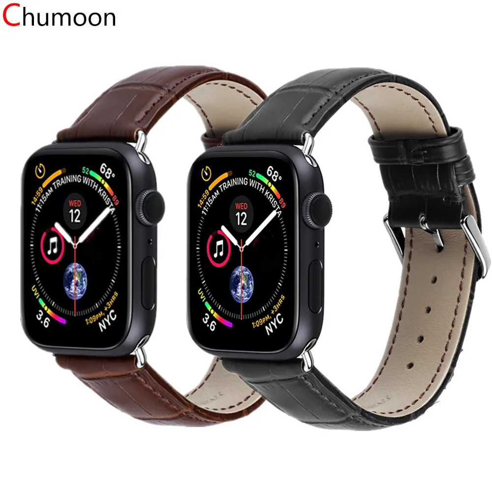 Ремешок кожаный для apple watch band 44 мм 40 iwatch 42 38 аксессуары браслета 5 4 3 мм|Ремешки