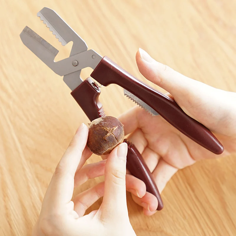 Chestnut Cut Scissors Portable Stainless Steel Walnuts Nuts Opener Clip with Spring QP2