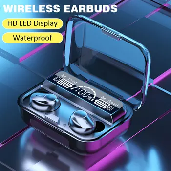 

Bluetooth 5.1 Big Screen Auto Pairing TWS Stereo In-Ear Wireless Earbuds Built-in Mic For Sports Touch Control LED Display