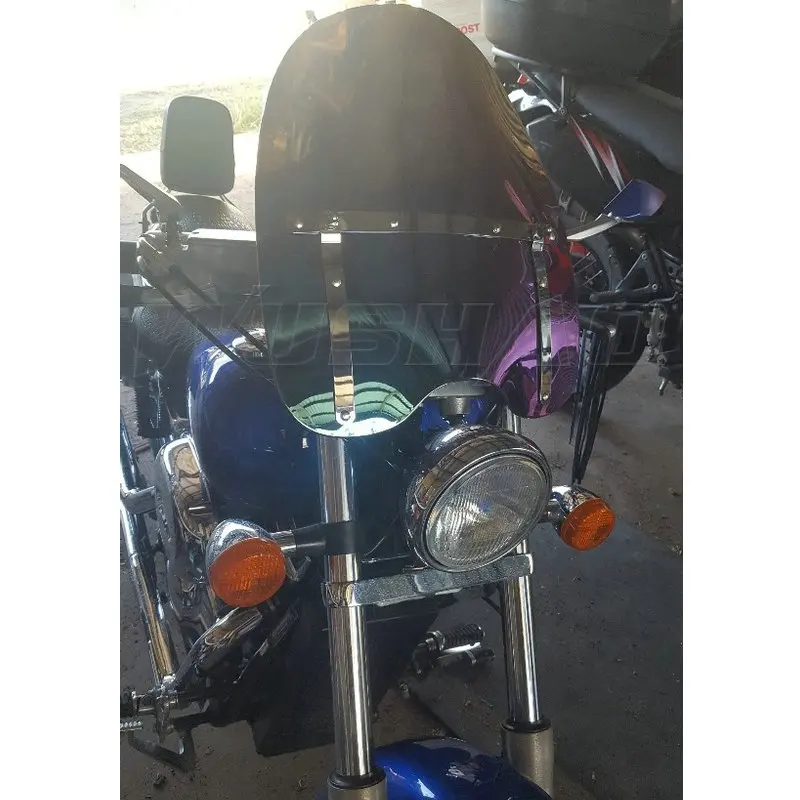 Ветровое стекло экран для 1986-2009 Kawasaki Vulcan VN 500 88 750 800 1500 VN1500 VN800 EN500 7/" 1" Руль Фиксированный экран - Цвет: 18in 22-25mm Iridium