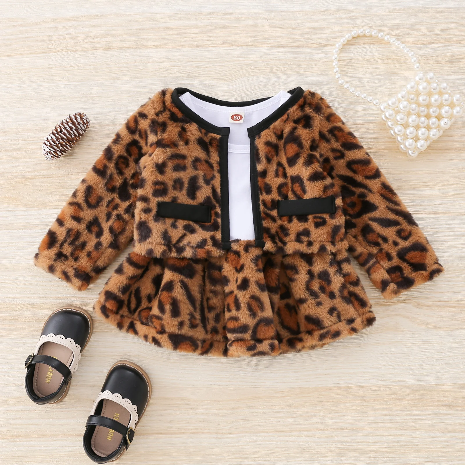 Citgeett Autumn Infant Baby Girls Leopard Print Outfits Long Sleeve