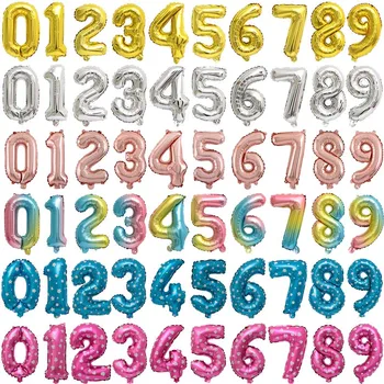 

16 Inch Big Foil Birthday Balloons Air Helium Number Balloon Birthday Party Decoration Kids Gold Blue Pink Figures Ballon