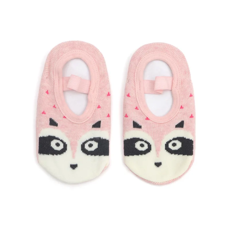 1 пара, милые модные Нескользящие хлопковые носки-тапочки для маленьких мальчиков и девочек с рисунками животных, обувь для новорожденных - Цвет: pearlbear