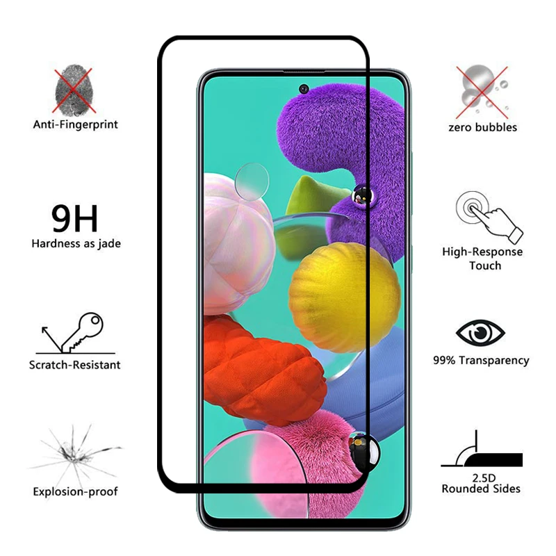 mobile phone screen protector Tempered Glass For Samsung A51 A71 Screen Protector Galaxy A 51 50 A8 J3 A52 A50 A72 A70 A31 A32 A30 A20 A10 M31s M12 M21 S20 FE cell phone screen protector