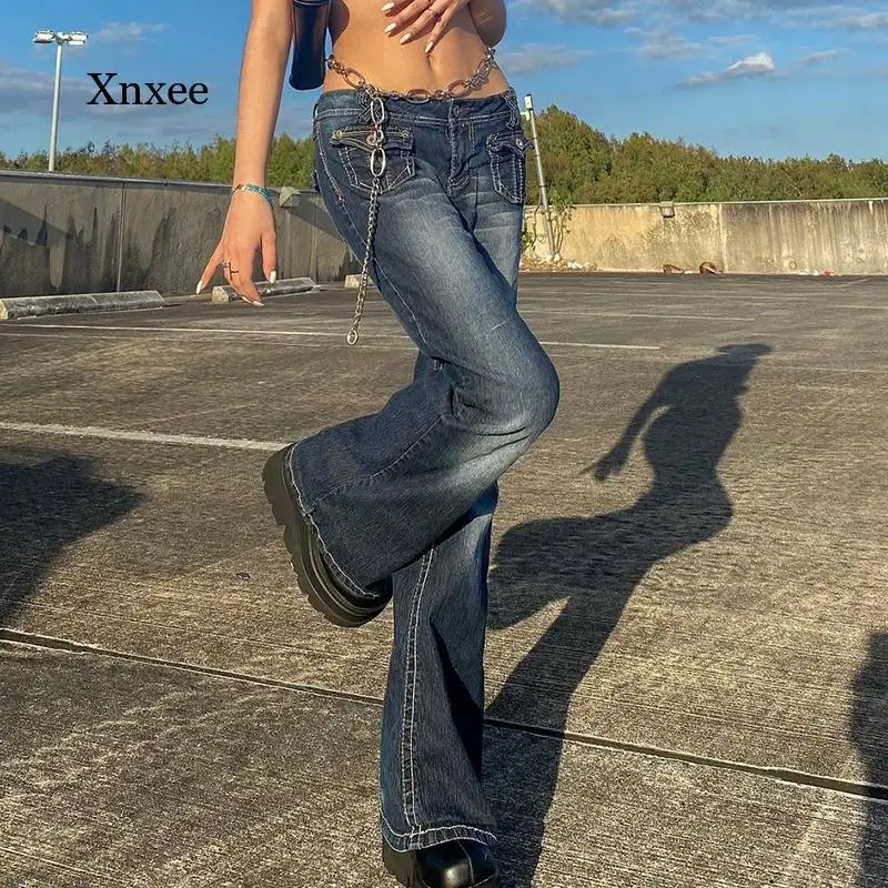 

Женские джинсы с заниженной талией в стиле ретро, милые шикарные модные прямые брюки, уличная одежда