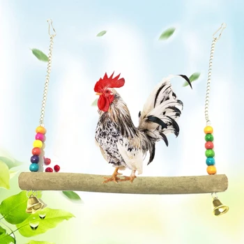 

4 Pcs Wooden Hanging Swing Stand Suspension Bridge Roosting Coop Brooder Toys Solid Birdcage Accessories for Bird Chicks Parrots