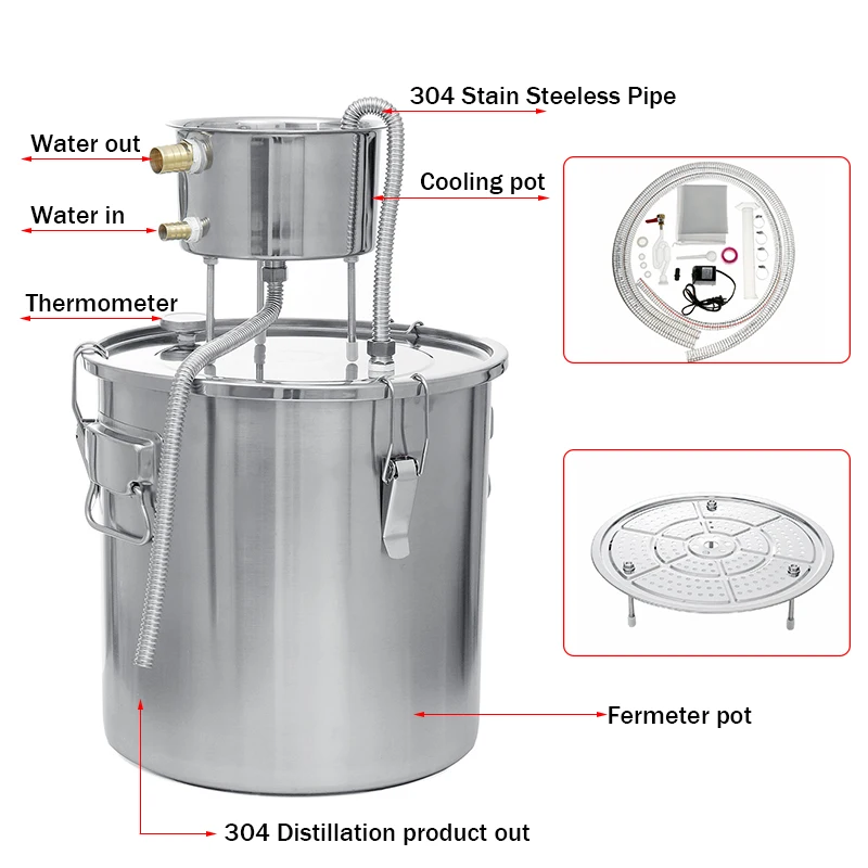 1 компл. 2.9GAL/11L DIY домашний дистиллятор Самогонный спирт из нержавеющей меди Вода Вино эфирное масло пивоварения комплект медь дистилль