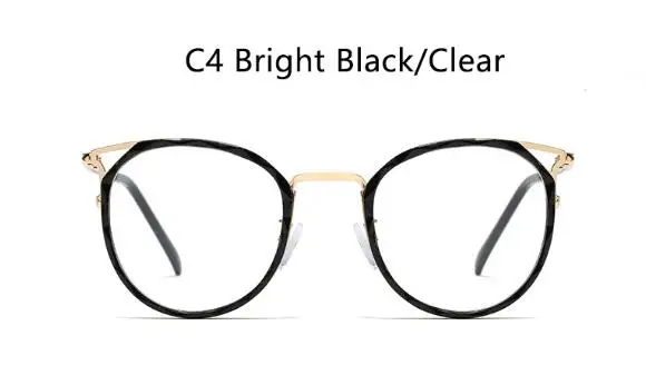 bright black Сексуальные прозрачные круглые очки, оправа для женщин, прозрачные линзы, близорукость, ботаник, роскошные винтажные очки, оптические оправы для очков - Цвет оправы: bright black