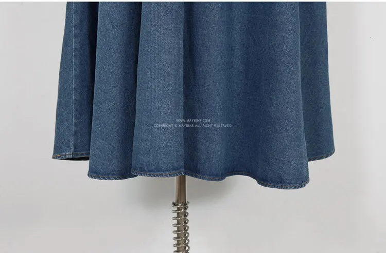 SuperAen/ осеннее Новое джинсовое длинное платье для женщин, однотонное повседневное женское платье с длинным рукавом, модная женская одежда