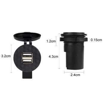 

2 Port USB Supply Socket Charger USB Charger Voltmeter Socket Panel Waterproof Car Motorcycle Cell Phone GPS Power