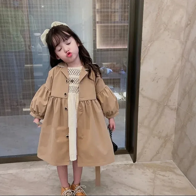 Girls Trench Coats Children's Solid Color Outwear Baby Girls Windbreaker Fashion Autumn Clothing Teenager Outerwear Clothes