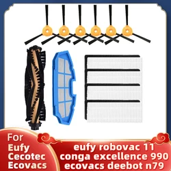 Filtro HEPA para Robot aspirador Conga Excellence 990 / Ecovacs Deebot N79S N79, reemplazo de cepillo lateral, rodillo principal