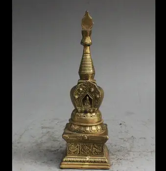 

zhmui88002841885++8" Tibet Buddhism Brass Pixiu Beast Shakyamuni Buddha Statue Stupa Pagoda Tower