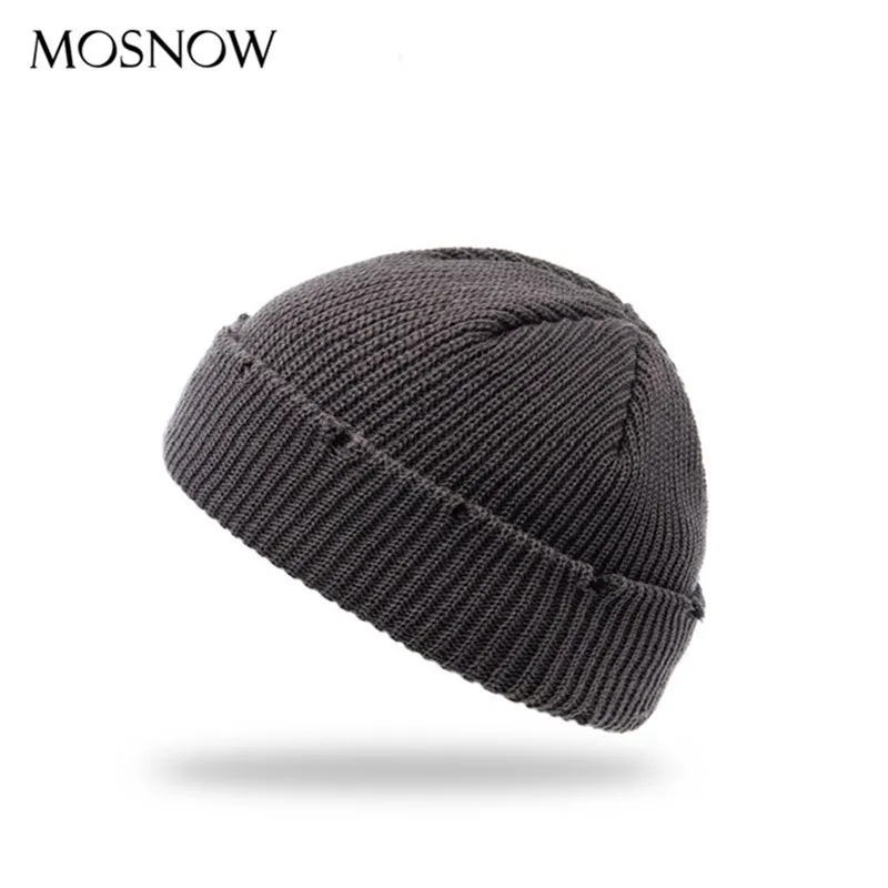 

Unisex Knitted hat Cuffed Short Hole Melon Cap Hat winter hip-hop Skull beanies Retro street Solid color autumn beanie men hat