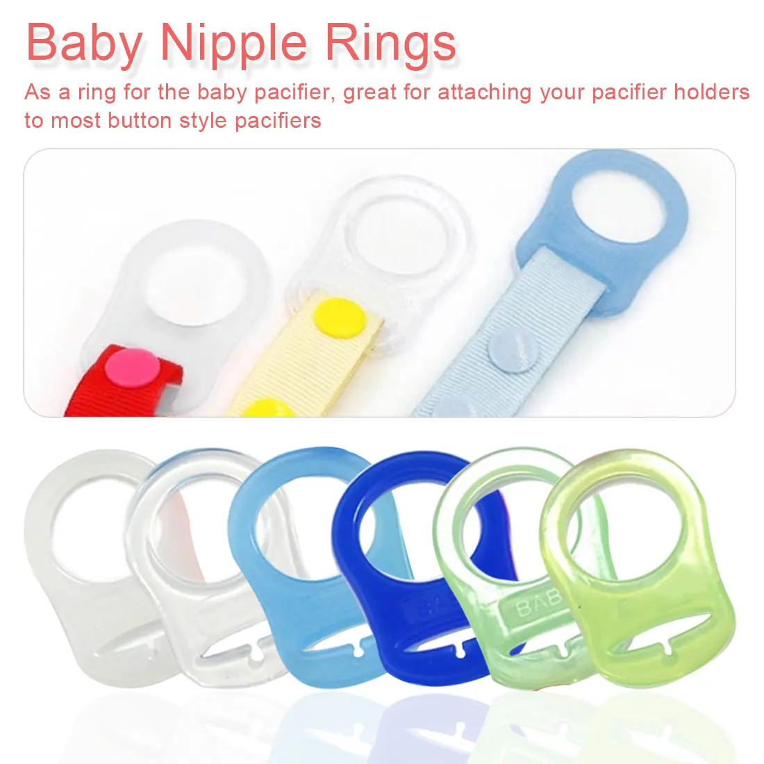 10Pcs/Lots Silicone Button MAM Clip Adapter Ring Clear Dummy/Pacifier Holder
