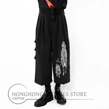 S-6XL!!  Big yards men's trousers!  Original design and homemade embroidered men's casual pants wide-leg pants skirt pants 1