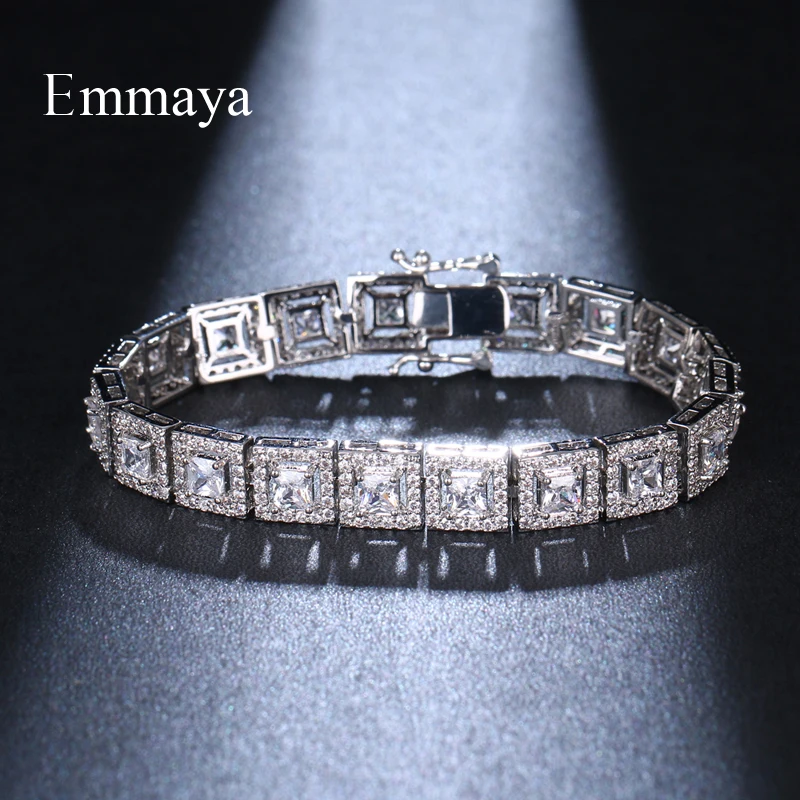 Классическая модель EMMAYA Обычный Квадратный Искрящийся браслет с полным