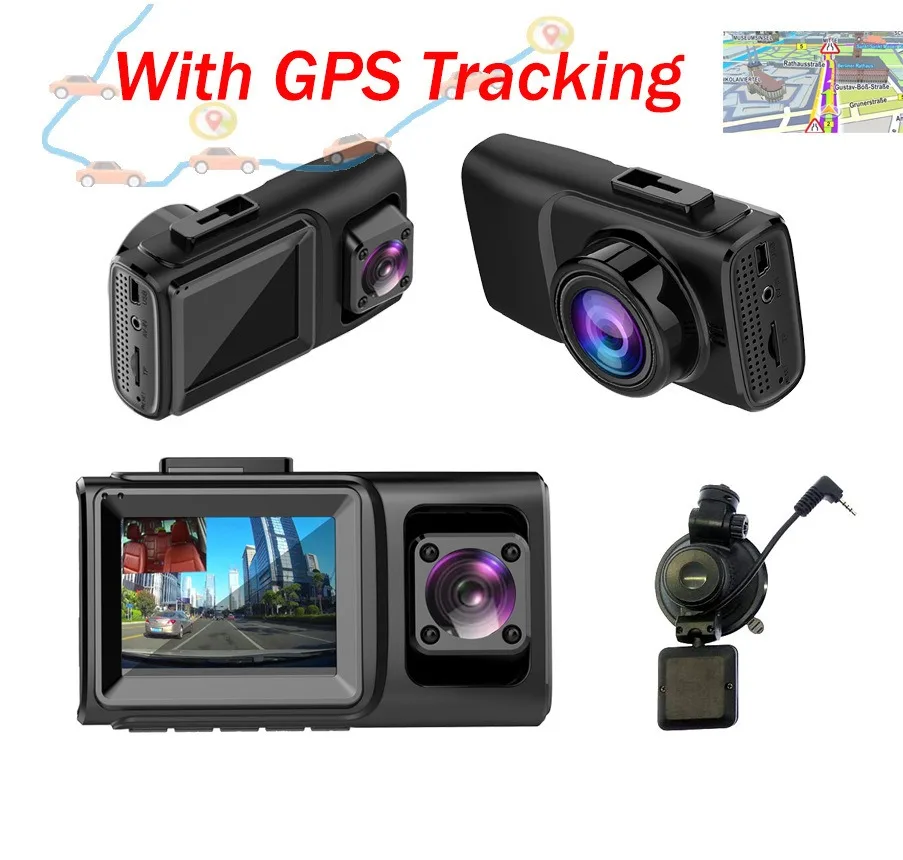 HD 1080P камера ночного видения DVR видеорегистратор Wi-Fi gps Запись вождения трек двойной трек передний видеорегистратор с камерой на задней панели Электроника - Название цвета: Withe GPS