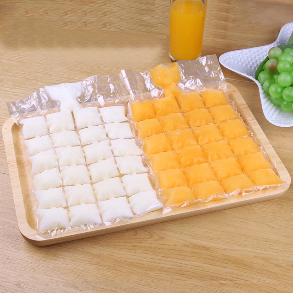 10Pcs Disposable Ice-making Bags With 24 Grids Transparent Frozen Ice Cube Tray Mold Self Sealing Cooking DIY Tool Moulds | Дом и сад