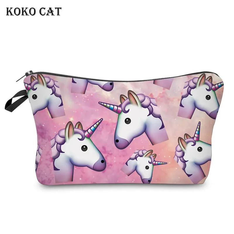 Косметички с 3D рисунком единорога милый Органайзер в форме коровьего сердца