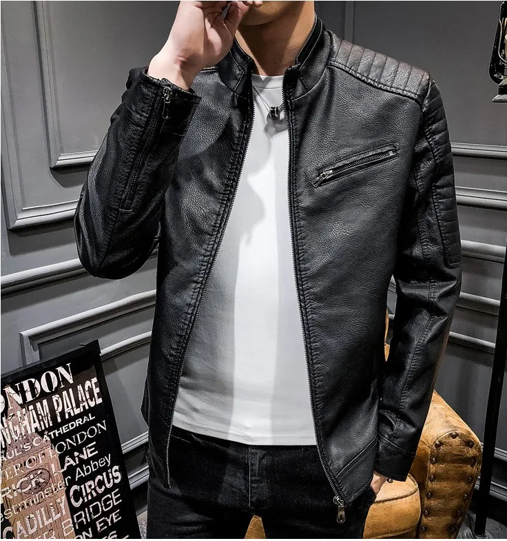 Модный бренд High Street искусственная кожа для мужчик куртка Байкер Slim Fit замшевые куртки для мужчин Твердые молнии ПУ Топы пальто DS50869