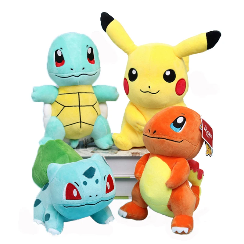 

Pikachu Animal Dolls Stuffed Animals Bulbasaur Charmander Squirtle Anime Plush Toys for Children Birthday New Year Gift