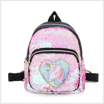 

Variable color Sequins Unicorn Backpack Fashion Glitter School Bag Girls Cute Hologram Laser PU Leather Travel Mochilas