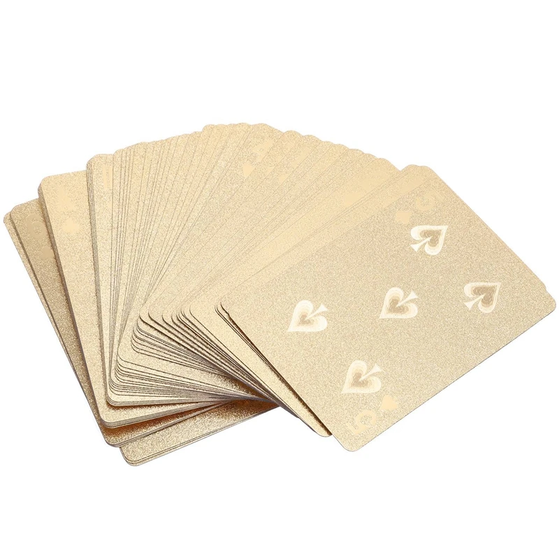 2 набора водонепроницаемых золотых карт для покера, креативные коллективные игральные карты, 1 набор золотых и 1 набор черных