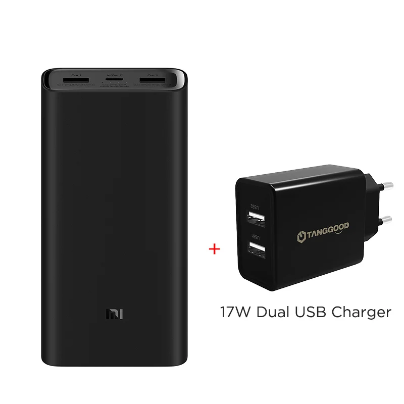 Add 17W USB Charger Xiao mi PB2050ZM mi power Bank 3 20000 мАч супер вспышка 50 Вт Максимальная Быстрая зарядка usb type C портативный внешний аккумулятор 20000 повербанк - Цвет: Add 17W USB Charger