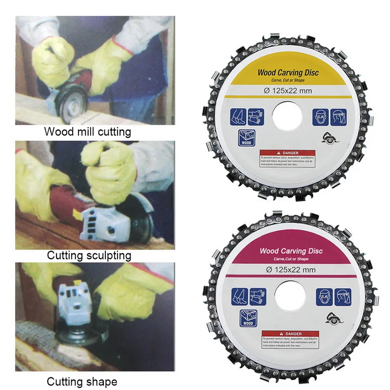 

5 Inch 22mm Arbor Wood Carving Disc 14 Tooth Cut Chainsaw Disc for Angle Grinders Cut Carve Shape