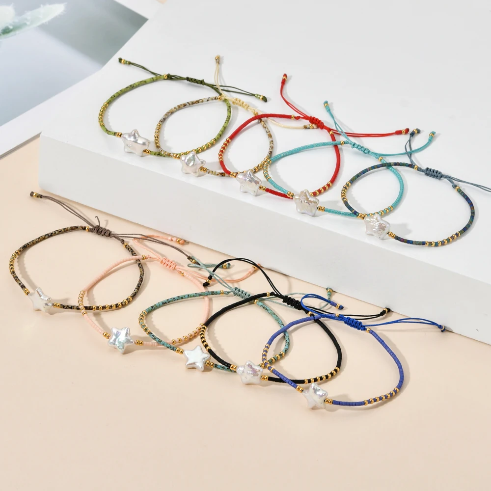 ZMZY Bohemian Fashion Natural Freshwater Pearl Bracelets for women Boho New MIYUKI Beads Handmade Star Bracelet Femme Jewelry