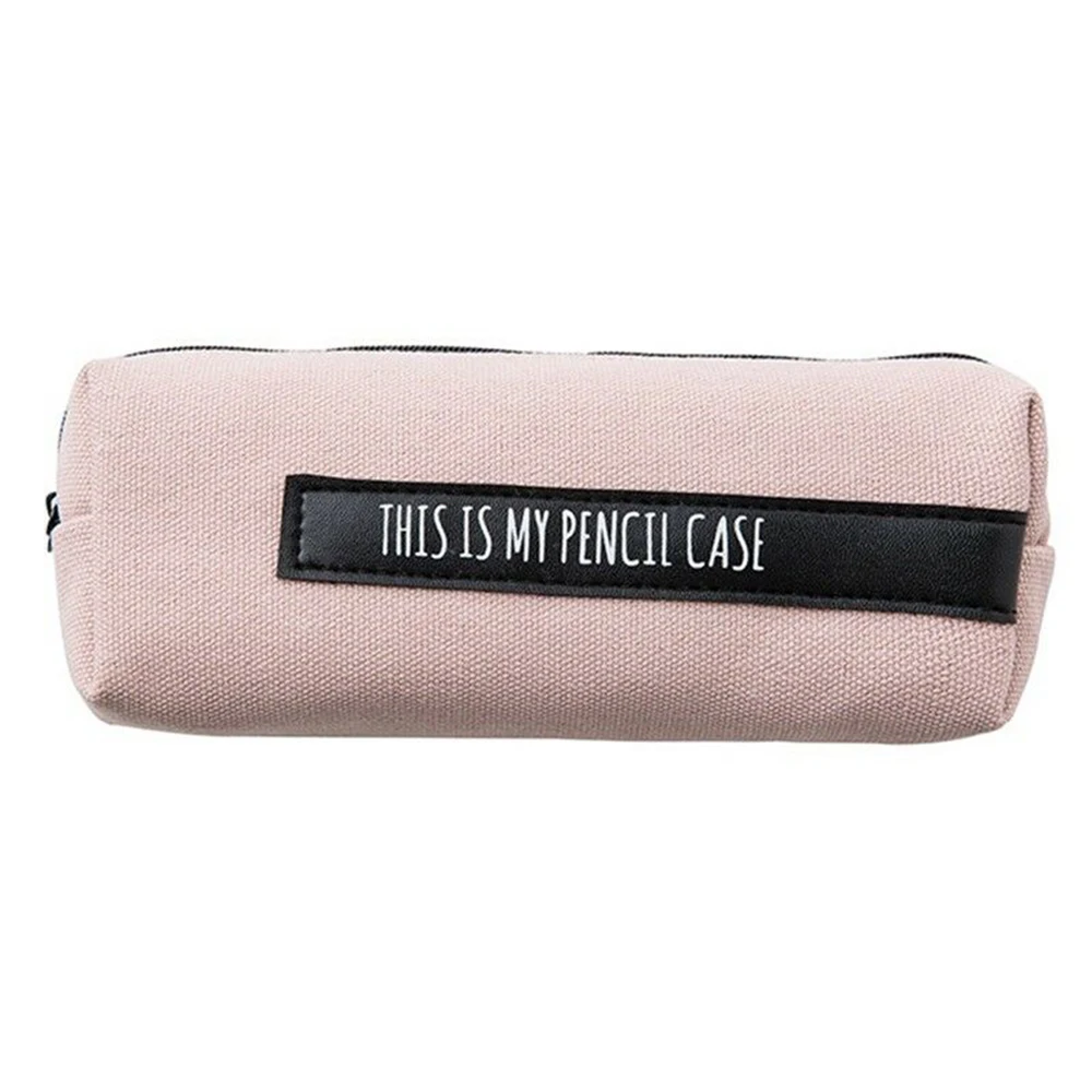 pink black 4 цвета Простой пенал для карандаша, ручки косметичка сумочка для студентов школы легко носить с собой - Цвет: pink black